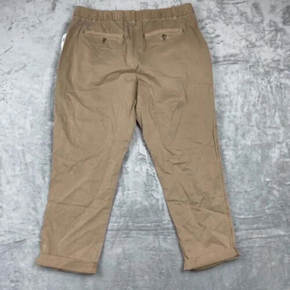 Old Navy Women's Trousers Adjustable Waist, Cuffed Leg Pant Size‎ Brown NWT